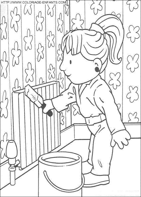 coloriage bob le bricoleur zoe peint le radiateur