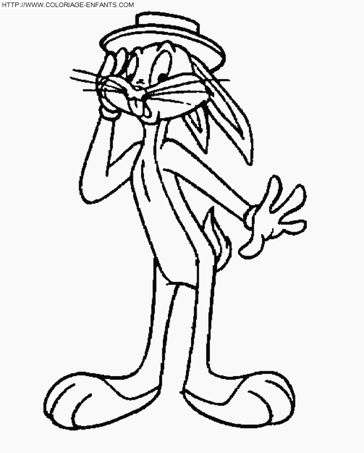 coloriage bugs bunny avec son canotier