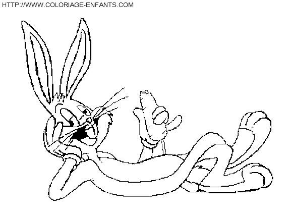 coloriage bugs bunny couche avec sa carotte