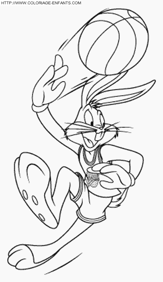 coloriage bugs bunny joue au basket