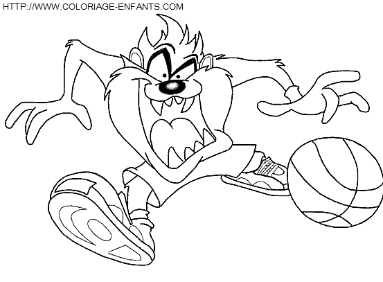 coloriage bugs bunny le diable de tasmanie au football