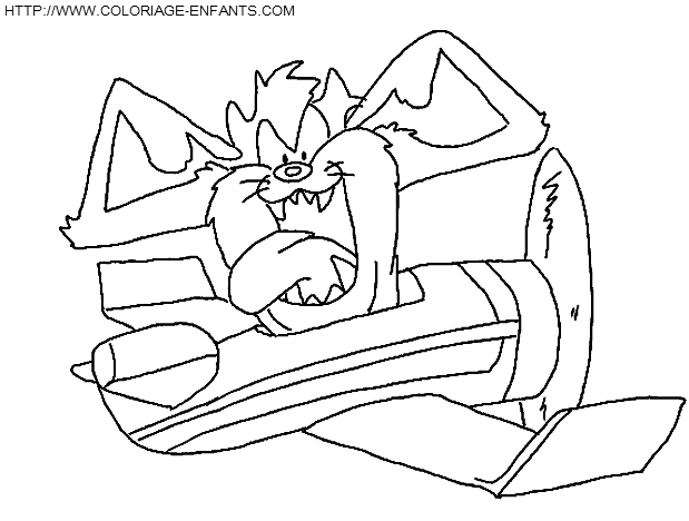 coloriage bugs bunny le diable de tasmanie en avion