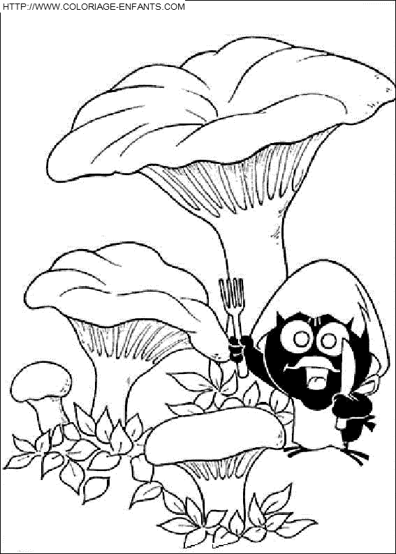 coloriage calimero sous les champignons