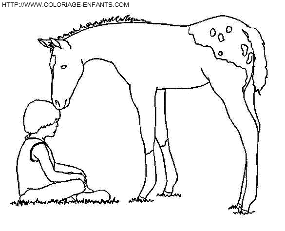 coloriage cheval ami des enfants