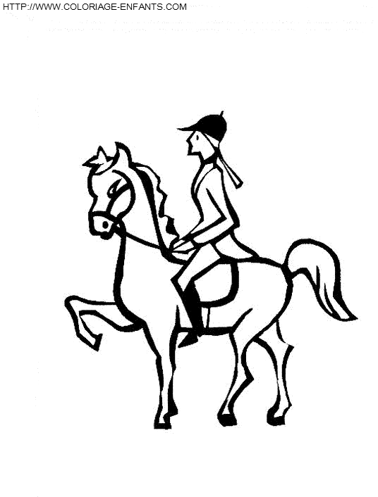 coloriage cheval et sa cavaliere