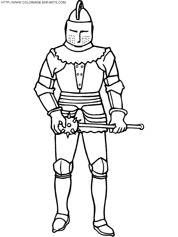 coloriage chevalier avec un fleau