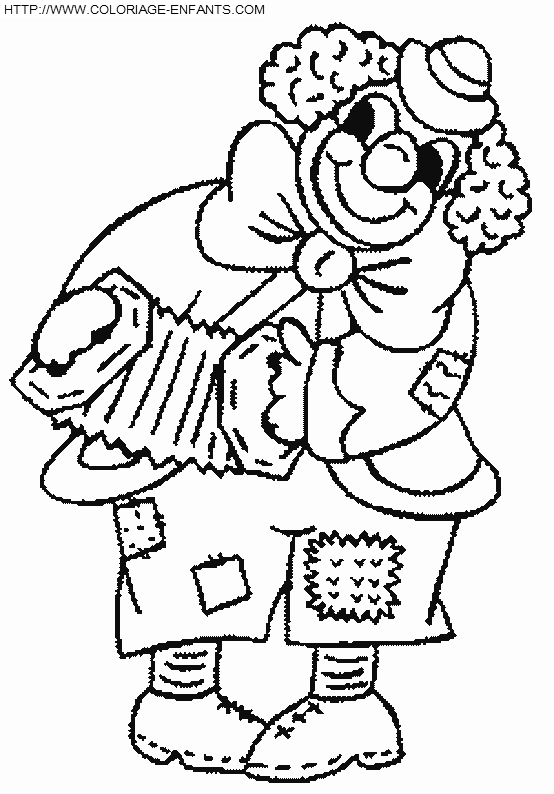 coloriage cirque clown accordeon