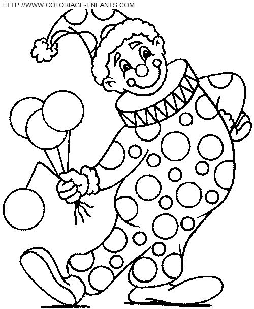 coloriage cirque clown avec balle percee