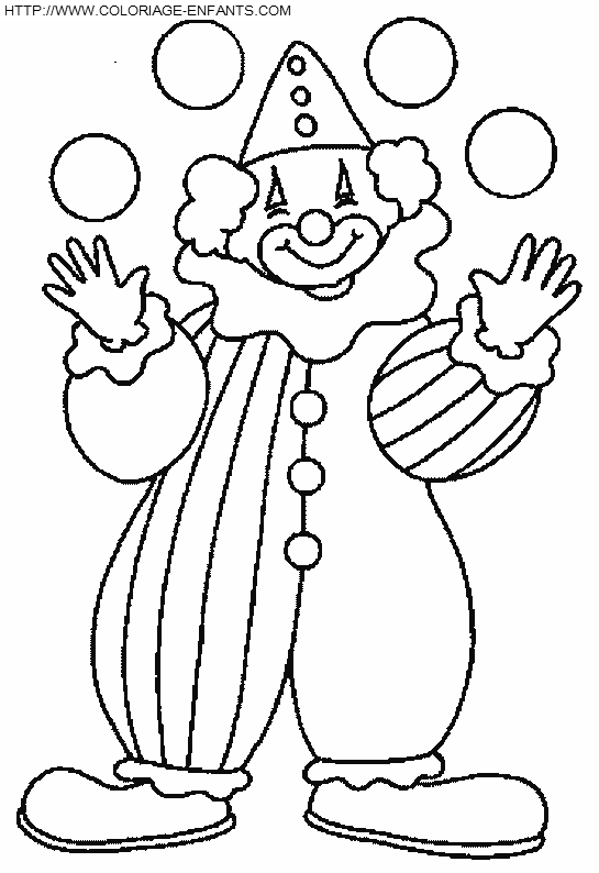 coloriage cirque clown drole de jongleur