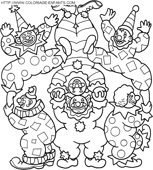 coloriage cirque clowns equilibristes