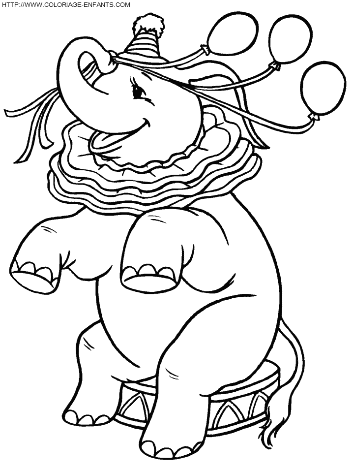 coloriage cirque elephant assis