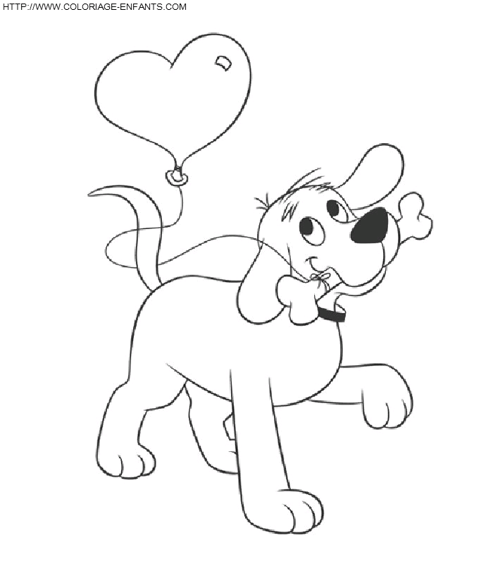 coloriage clifford avec son os volant