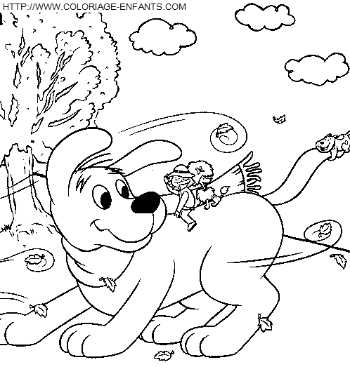 coloriage clifford et ses amis contre le vent