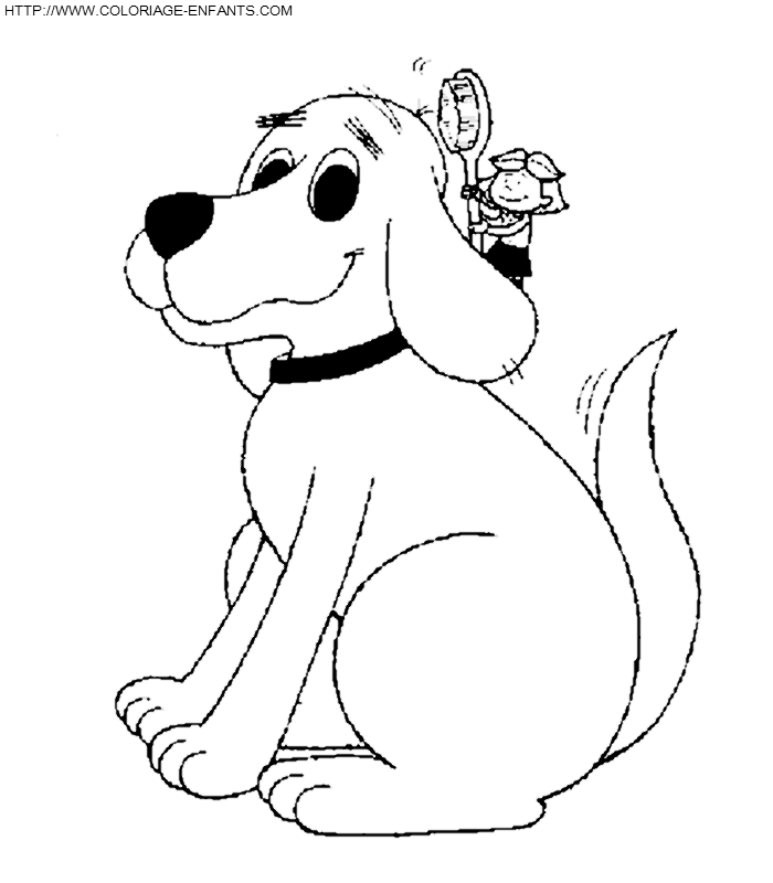 coloriage clifford se fait brosser