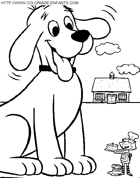 coloriage clifford son anniversaire