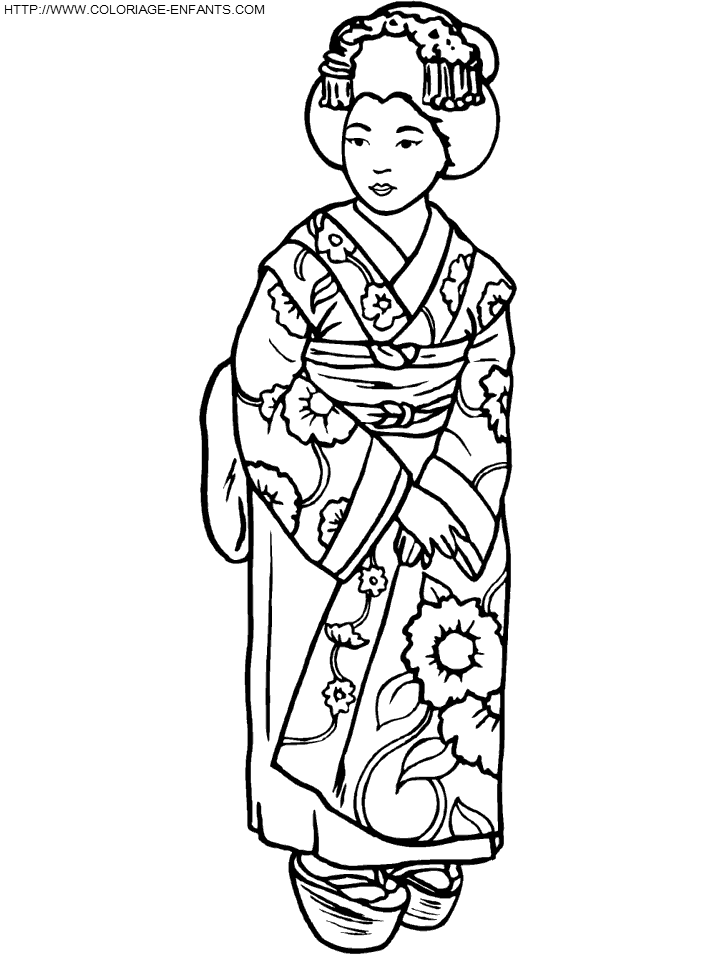 coloriage costume femme traditionnel