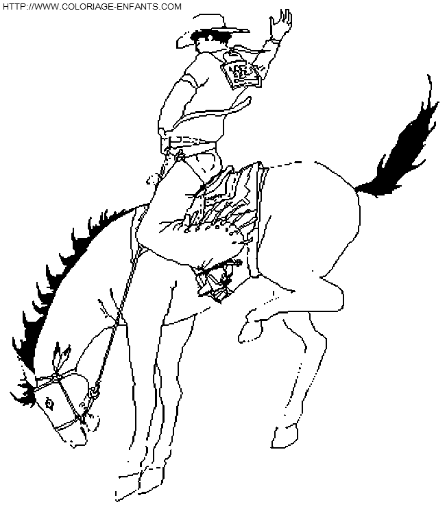 coloriage cowboy campe sur son cheval