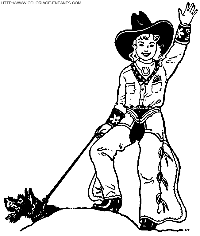 coloriage cowboy femme