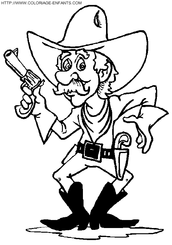 coloriage cowboy pret au duel