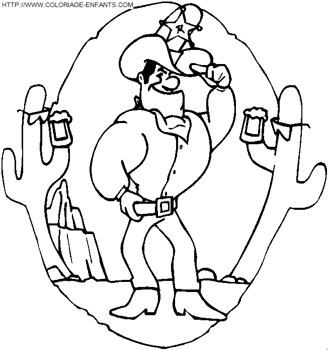 coloriage cowboy sheriff