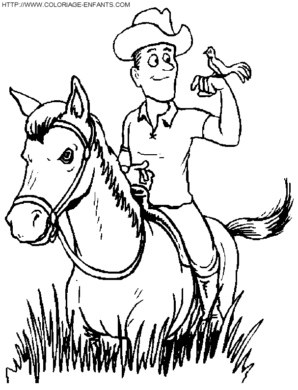 coloriage cowboy tranquille