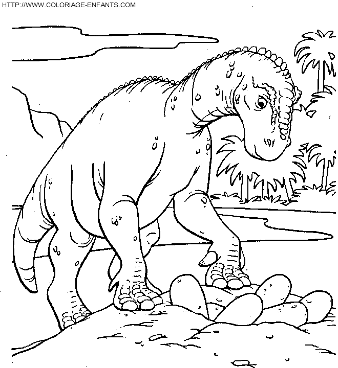 coloriage dinosaure nid de dinosaures