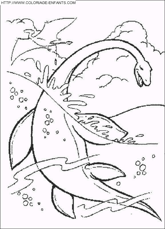 coloriage dinosaure plesiosaure