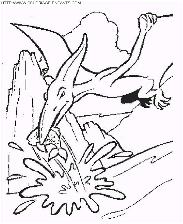 coloriage dinosaure pterosaure pechant