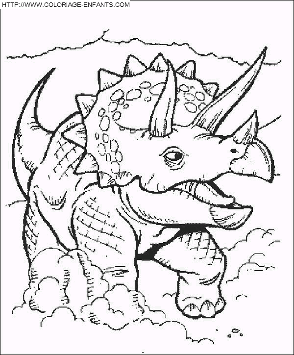 coloriage dinosaure un triceratops courant