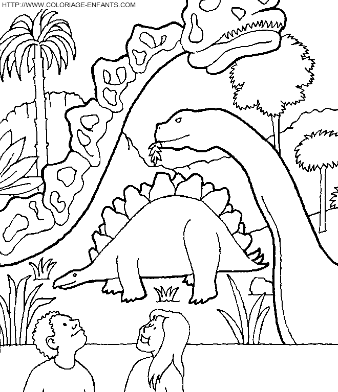 coloriage dinosaure visite du musee