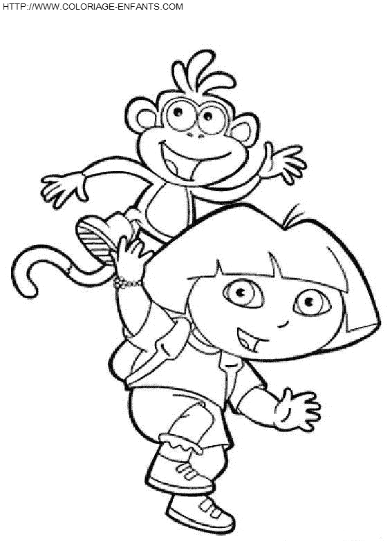 coloriage dora et babouche disent bonjour