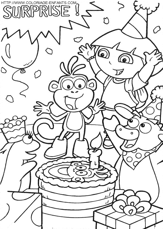 coloriage dora la surprise de babouche