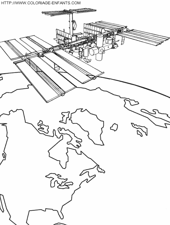 coloriage espace antenne satellite