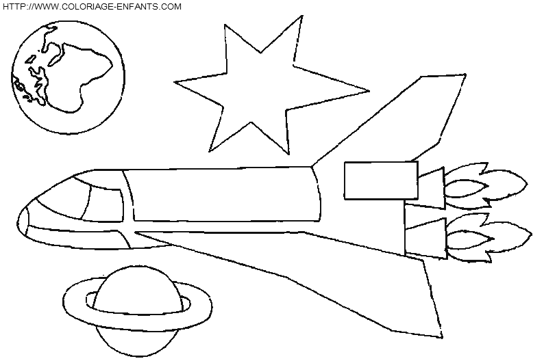 coloriage espace fusee dans univers