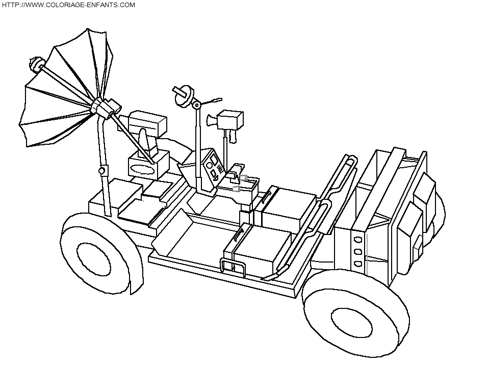 coloriage espace voiture lunaire