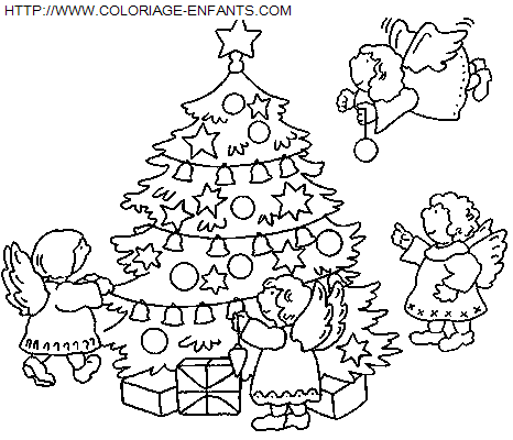 coloriage Fetes Noel Anges