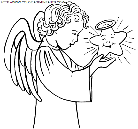 Coloriage Fetes Noel Anges, déjà 1492 fois imprimés