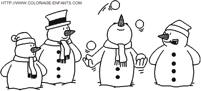 coloriage Fetes Noel Bonhomme Neige