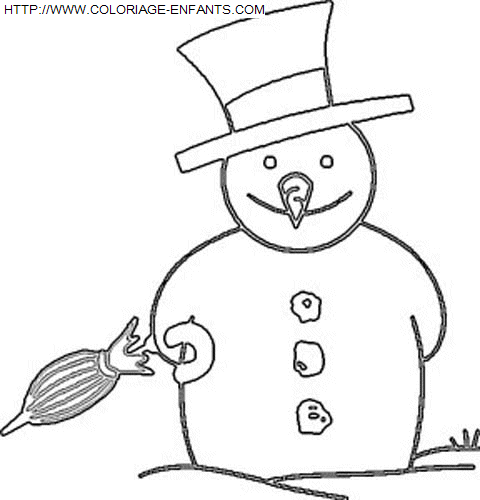 coloriage Fetes Noel Bonhomme Neige