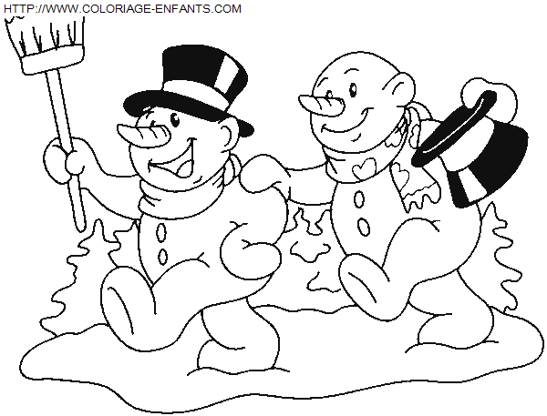 coloriage Fetes Noel Bonhomme Neige