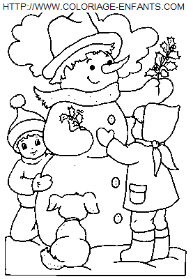 coloriage Fetes Noel Bonhomme Neige