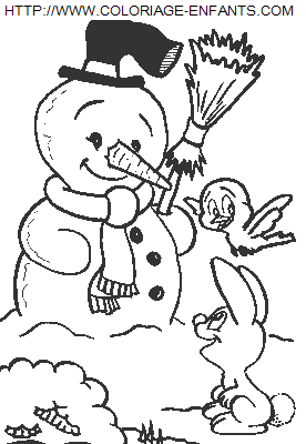 coloriage Fetes Noel Bonhomme Neige