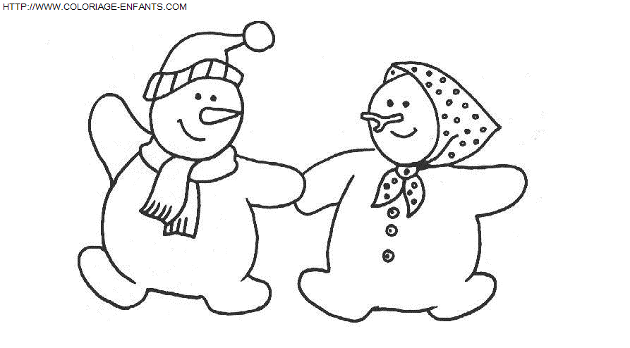 coloriage Fetes Noel Bonhomme Neige