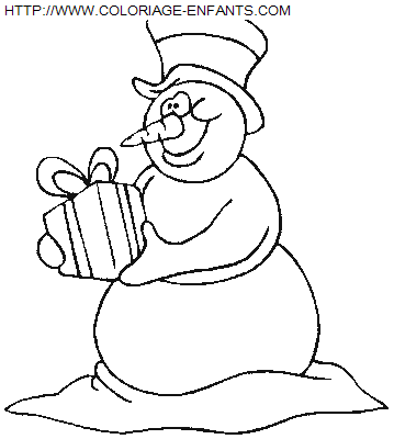 coloriage Fetes Noel Bonhomme Neige