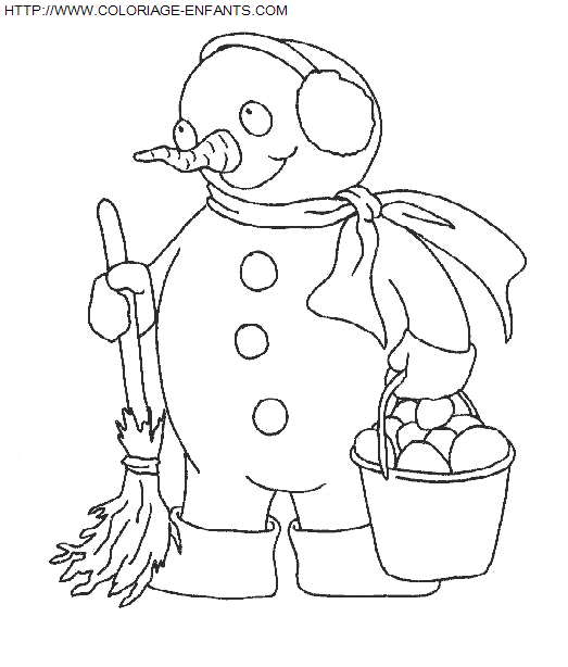 coloriage Fetes Noel Bonhomme Neige