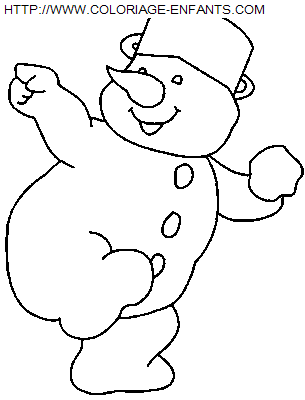 coloriage Fetes Noel Bonhomme Neige