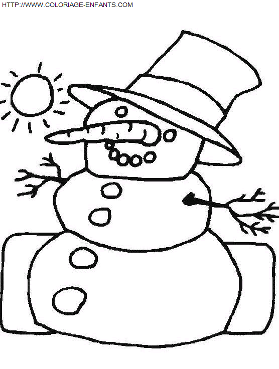 coloriage Fetes Noel Bonhomme Neige