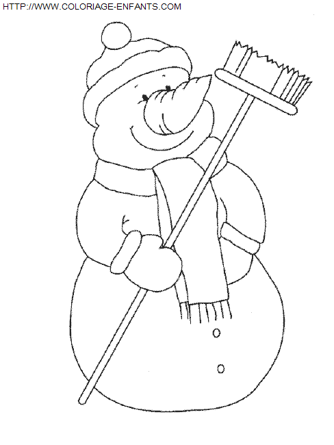 coloriage Fetes Noel Bonhomme Neige