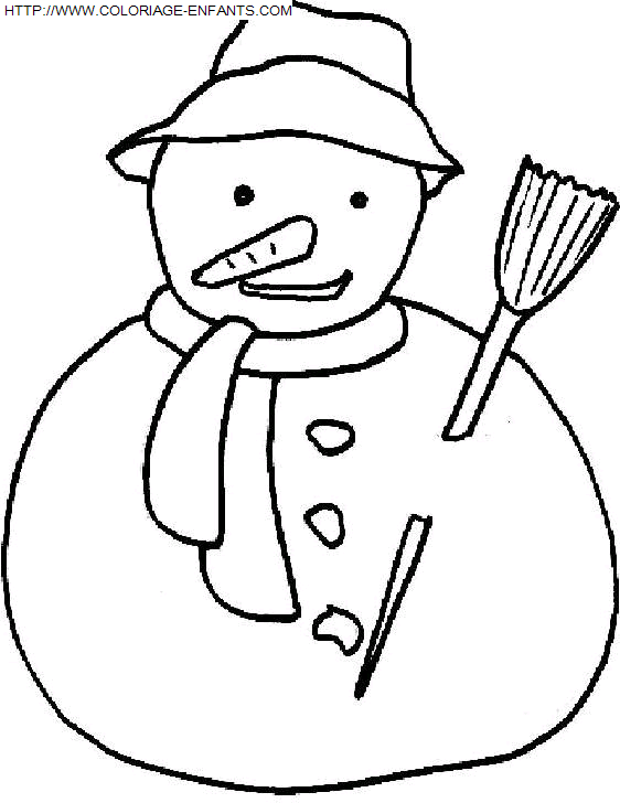 coloriage Fetes Noel Bonhomme Neige