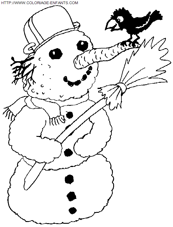 coloriage Fetes Noel Bonhomme Neige